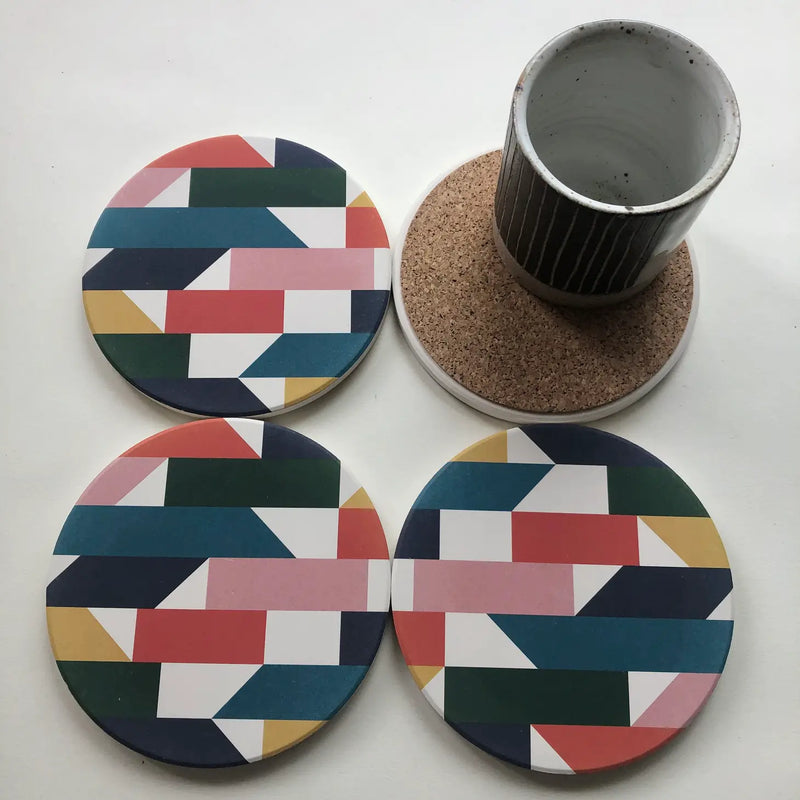 Mosaic Ceramic Coaster Set