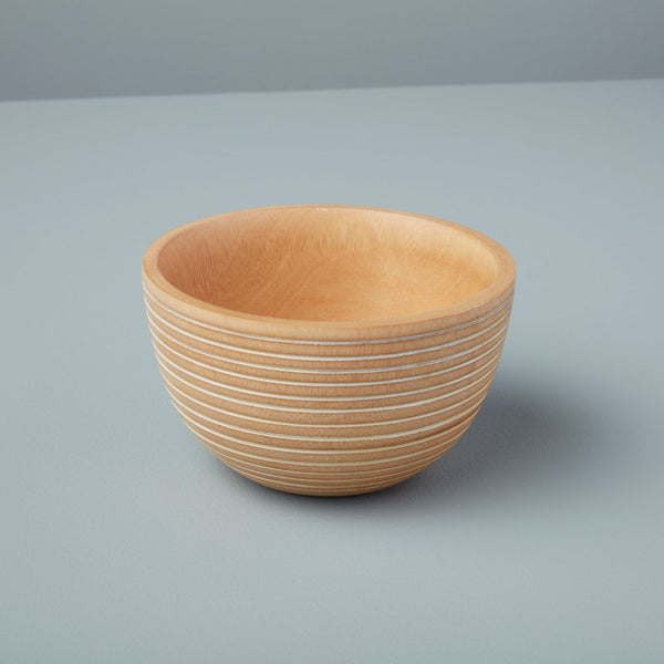 Medium White Striped Mangowood Bowl